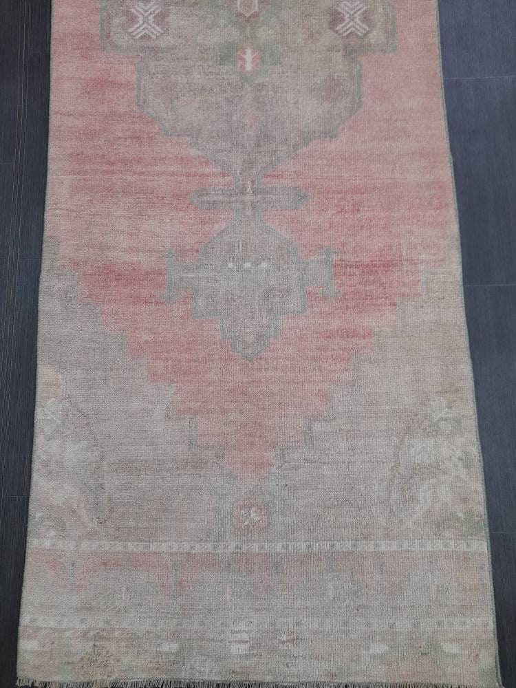 Muted Vintage Oriental Runner Rug 3 x 11 Turkish Runner Rug muted Vintage Runner Rug Hallway Runner Rug Kitchen Runner Rug Wool Runner Rug