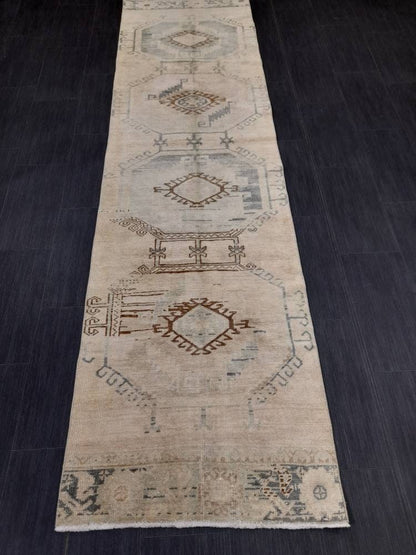 Muted Vintage Runner Rug 2.7 x 10 Muted Turkish Runner Rug Oriental Runner Rug Hallway Runner Rug Kitchen Runner Rug Persian Runner