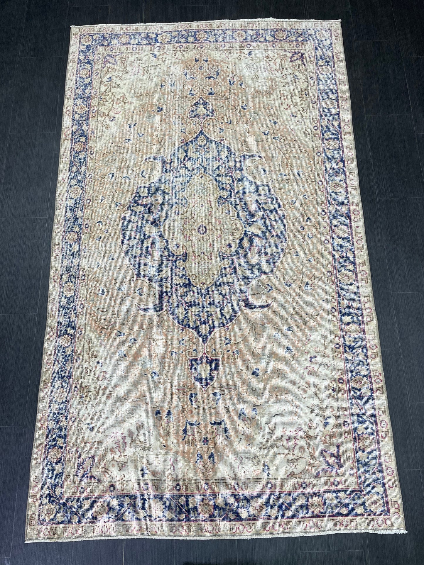 Persian RUG Vintage TURKISH 5 x 8.7 Rug Blue Vintage Rug Wool Oushak Rug Handmade Rug Hand Knotted Rug Natural Wool Rug