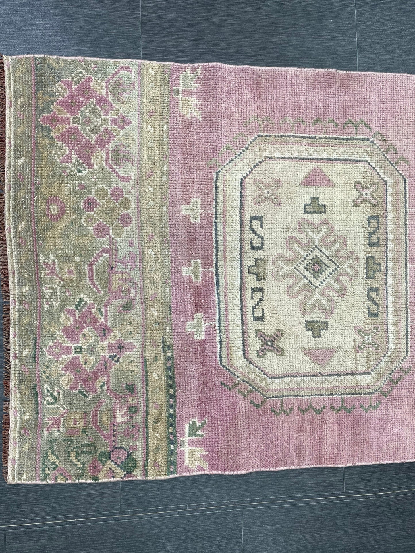 Short Oushak Runner Rug 3 x 7.5 Turkish Runner Rug Vintage Runner Rug Hallway Runner Rug Kitchen Runner Rug Wool Runner Rug Wool Oushak Rug