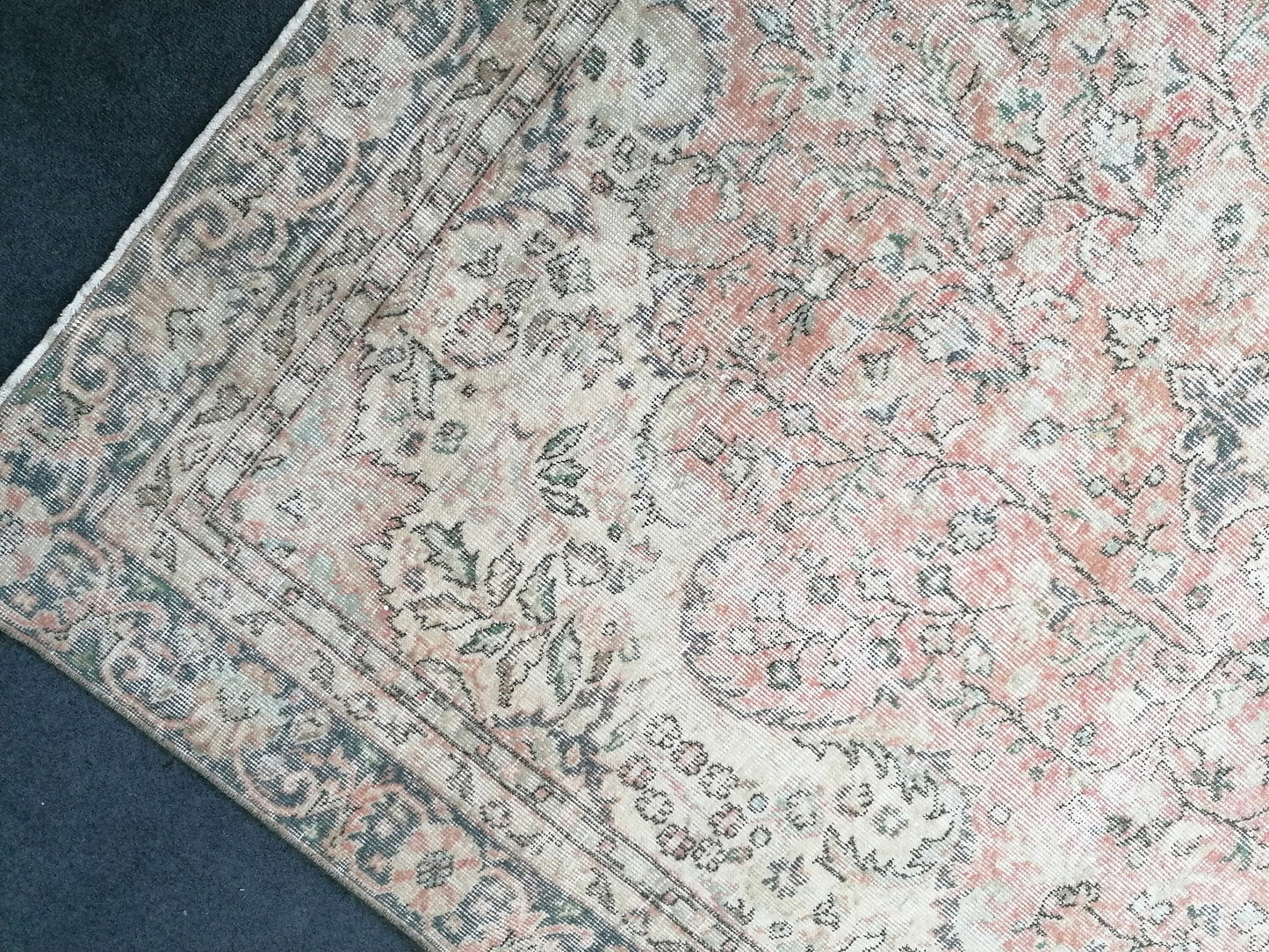 6.2 x 10.2 Neutral wool rug,  muted handmade rug, oushak rug, rustic rug, turkish rug, farmhouse rug, distressed vintage rug