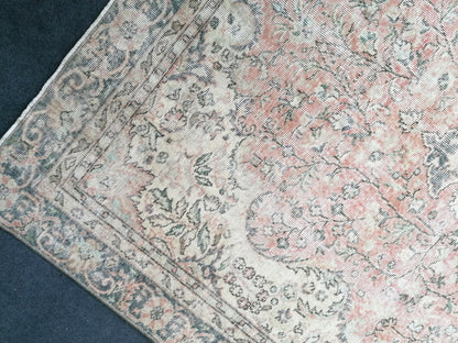 6.2 x 10.2 Neutral wool rug,  muted handmade rug, oushak rug, rustic rug, turkish rug, farmhouse rug, distressed vintage rug