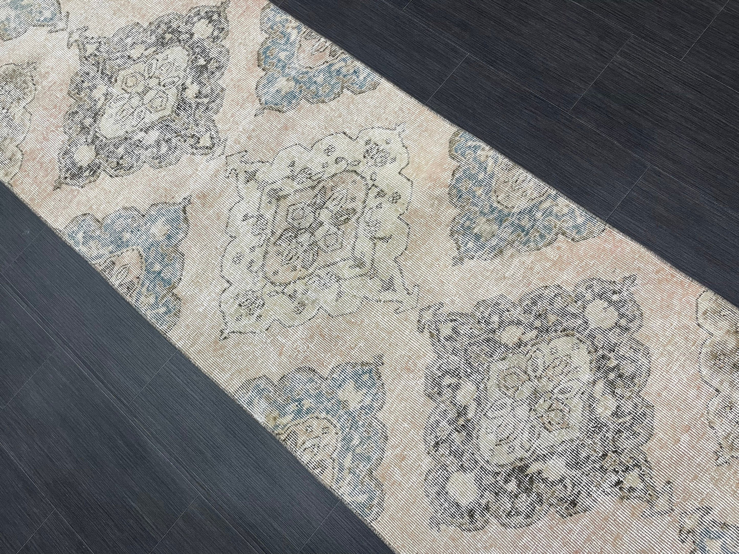 Muted Runner Rug 2.6 x 12.4 ft Turkish Runner Rug Vintage Runner Rug Hallway Runner Rug Faded Kitchen Runner Rug Wool Runner Rug Handmade