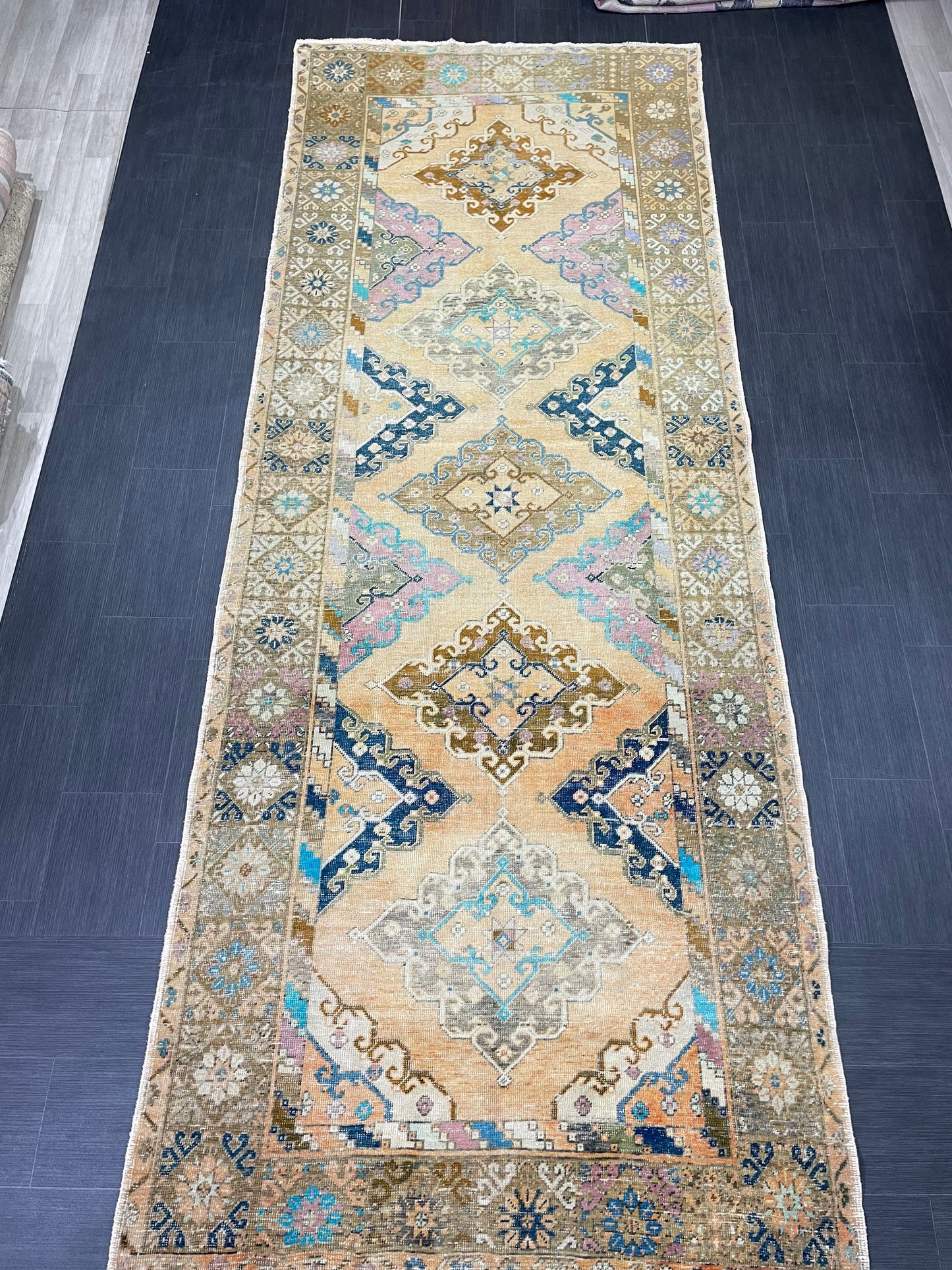 Vintage Hand Knotted Vintage 5 x 13.2 Runner Oushak Runner Rug Turkish Runner Rug Vintage Runner Rug Star Kitchen Runner Natural Wool Runner