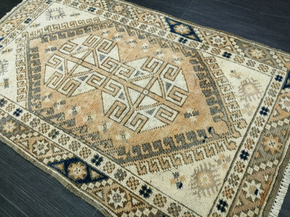 Small Turkish Rug 3.9 X 2.2 Mini Rug Small Area Rug Turkish Rug Oushak Rug Hand Made Rug Vintage Rug