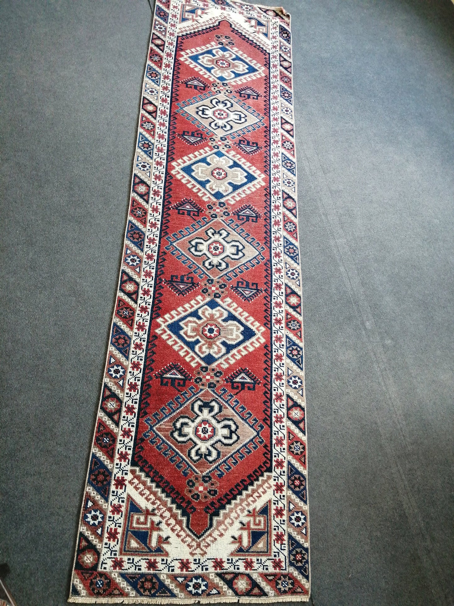 2.6 x 9.7 RUNNER Rugs, Oushak RUNNER Rug, Navy Blue Rug, Rug Runner, Turkish Rug, Oriental Runner Rug Fun Vintage Runner Rug Wool Runner Rug