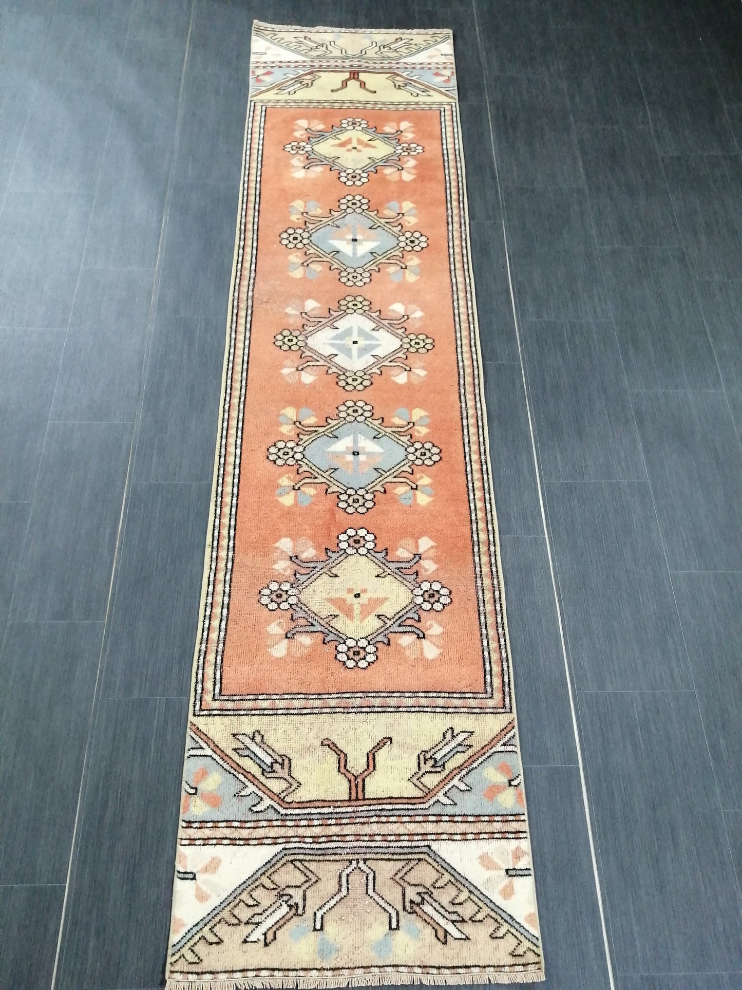 8.8 x 2  Vintage Runner Rug Hallway Runner Rug Kitchen Runner Rug Wool Runner Rug Wool Oushak Runner