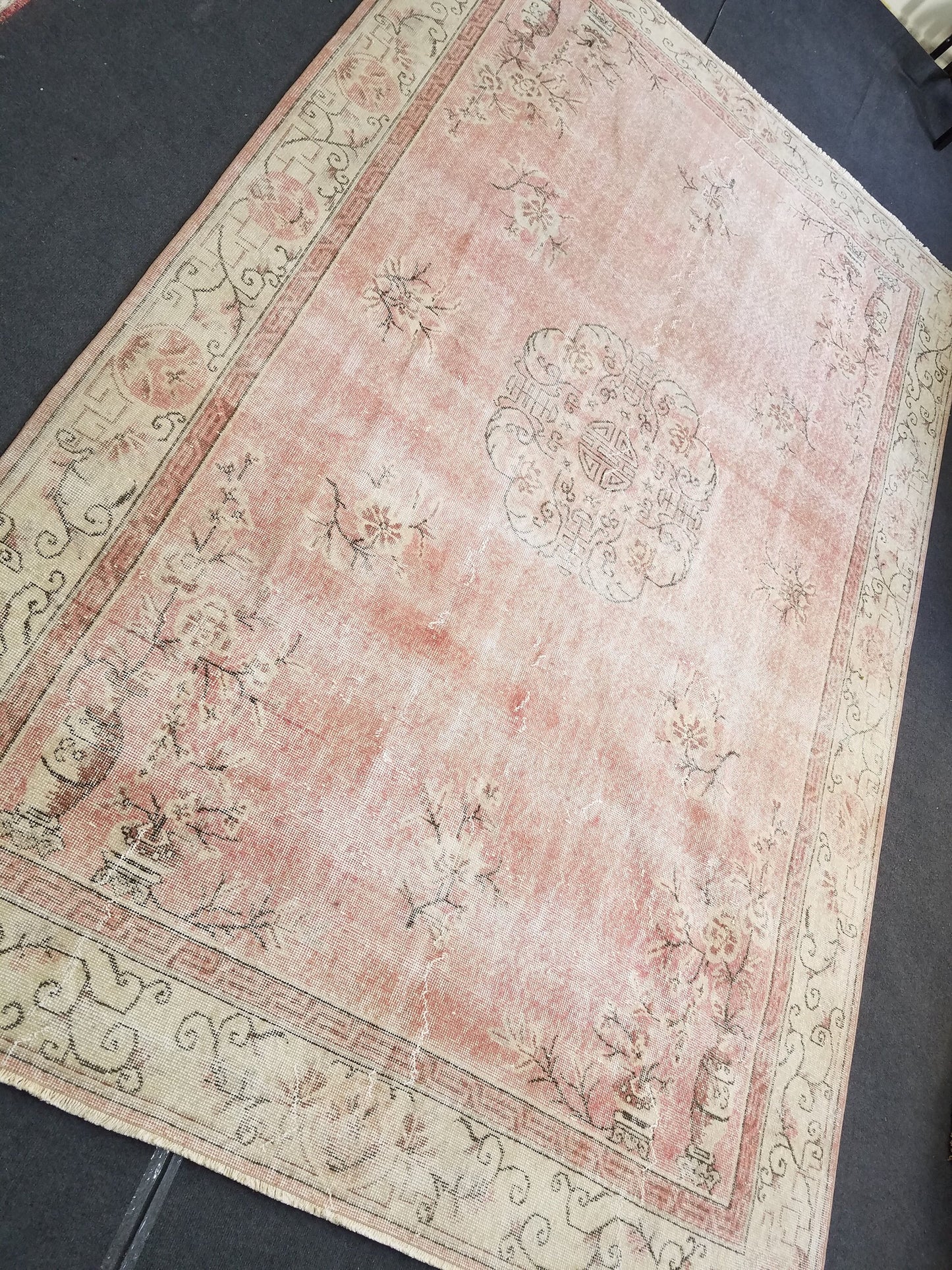 10'9x6'10 large oushak vintage rug,vintage oushak rug,large area rug