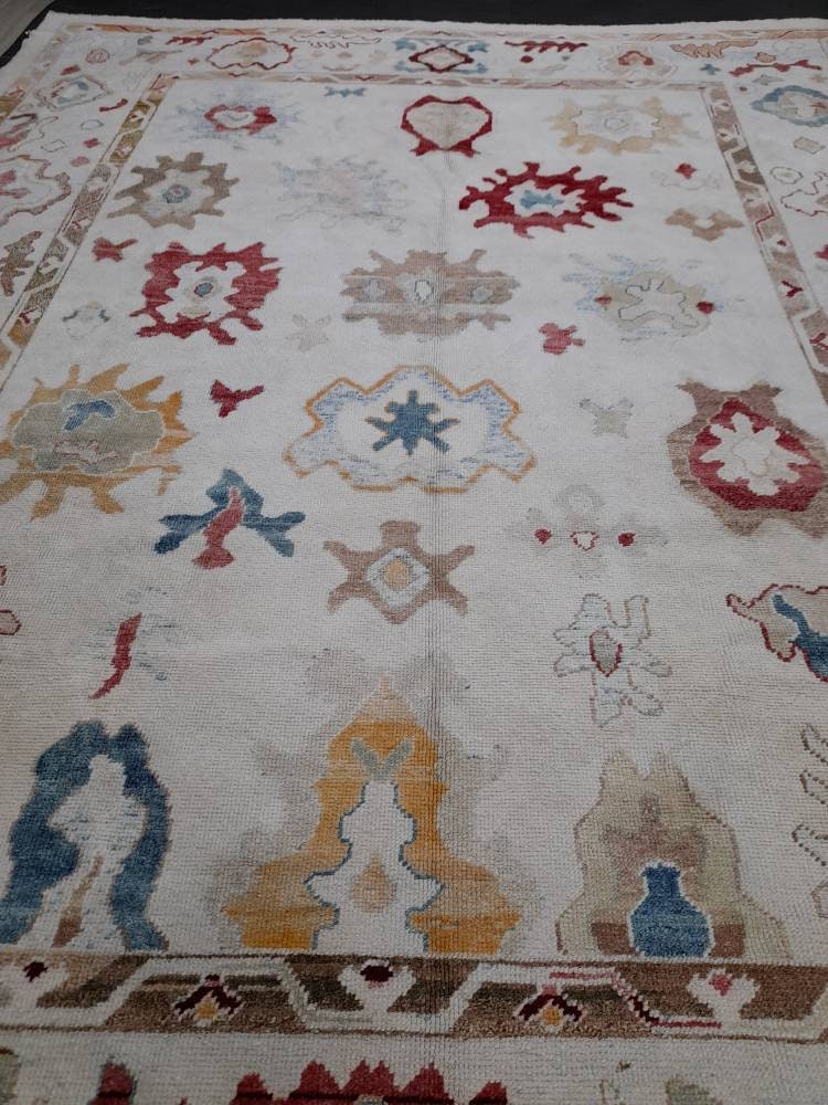 9x12 OUSHAK RUG Authentic TURKISH Oushak Rug Vintage Oushak Rug Wool Oriental Rug Hand Made Rug Hand Knotted Rug Made In Turkey Natural Dyes