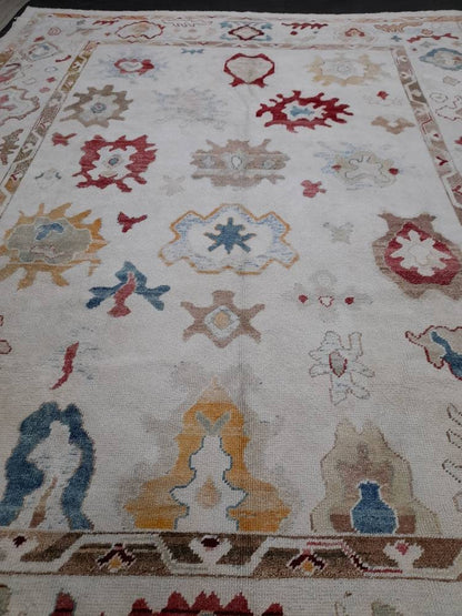 9x12 OUSHAK RUG Authentic TURKISH Oushak Rug Vintage Oushak Rug Wool Oriental Rug Hand Made Rug Hand Knotted Rug Made In Turkey Natural Dyes