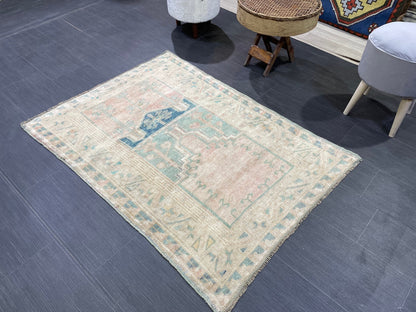 Antique Oriental RUG, Antique TURKISH 3.2 x 4.5 Rug, Vintage Persian Rug, Vintage Wool Hand Knotted Rug, Muted Handmade Rug