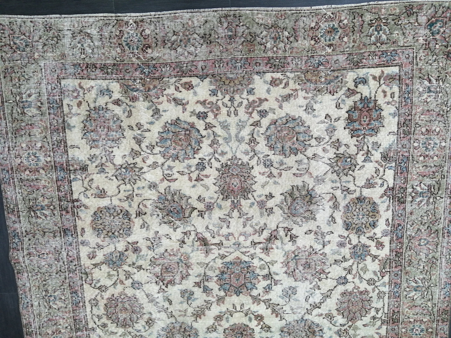 Floral Vintage Rug OUSHAK 7 x 9.8 TURKISH Rug Oriental Vintage Wool Rug Hand Made Rugs Vintage Turkish Rug
