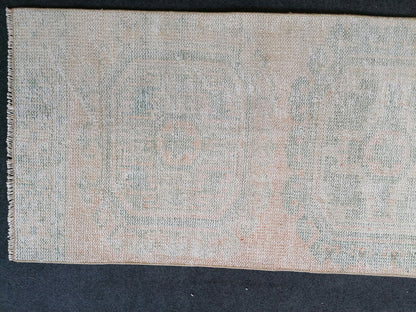 11x2'5  distressed runner rug turkish runner rug muted vintage runner rug faded hallway runner rug kitchen runner rug wool runner rug