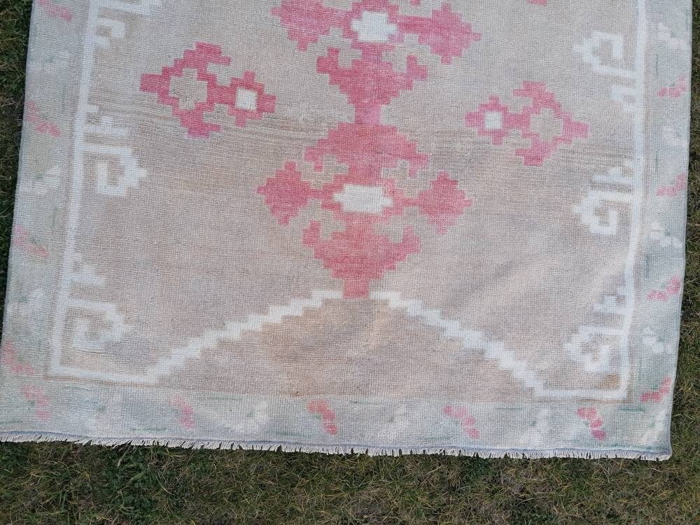 Vintage oushak rug, turkish rug 4'7x8 pastel vintage rug, handmade wool runner,
