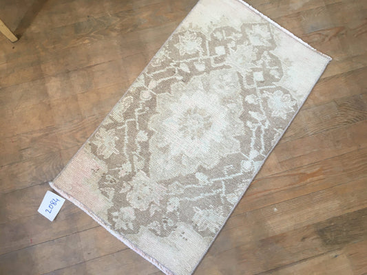 1.6x2.8 feet oushak turkish bedroom small rug, vintage kitchen rug, bohemian anatolian rug, handmade brown natural mini rug, living room rug