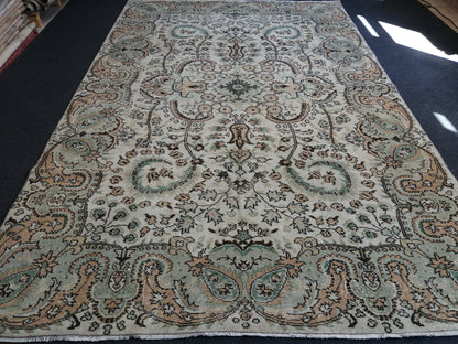 6.6 x 10.3 Vintage Rugs  TURKISH HAND MADE Rugs   Vintage Turkish Rugs   Oushak Rug  Turkish Oushak Rug, Vintage Oushak Rug, Wool Rug