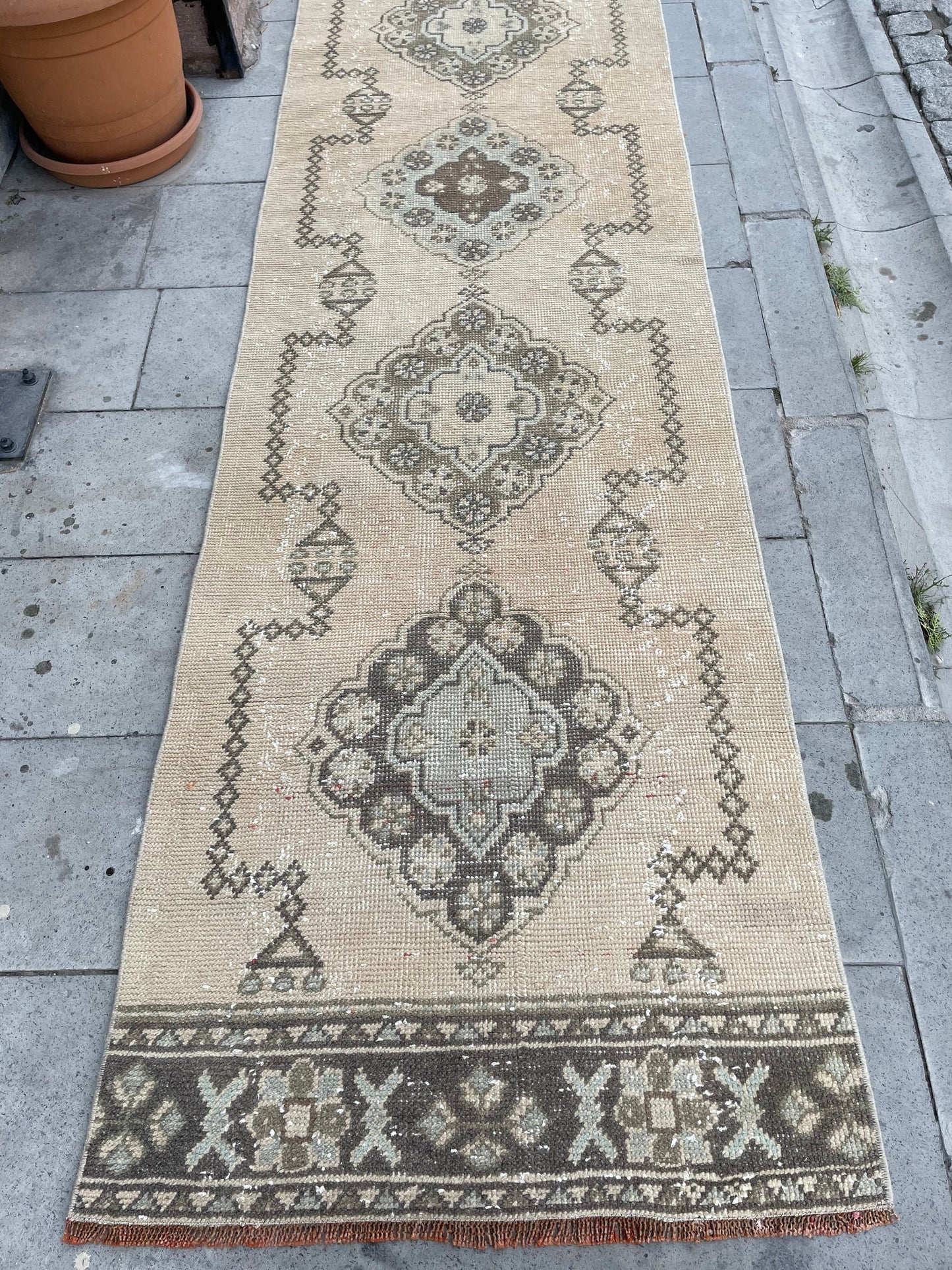 Muted Long Runner Rug 2.7 x 18.6 Long TURKISH Runner Rug Long Vintage Runner Rug Extra Long Runner Rug Staircase Runner Hand Knotted Runner