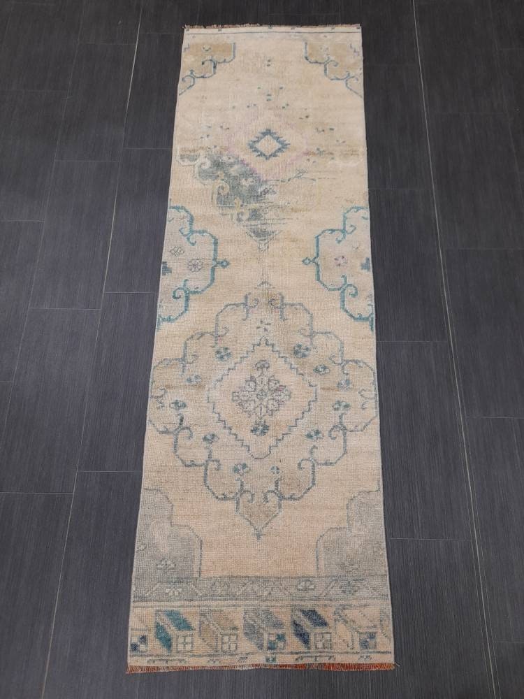 Short Oriental Runner 2 x 6.4 Runner Hand Made TURKISH Runner Vintage Runner Muted Vintage Persian Muted Runner Rug Wool ON Wool Foundation