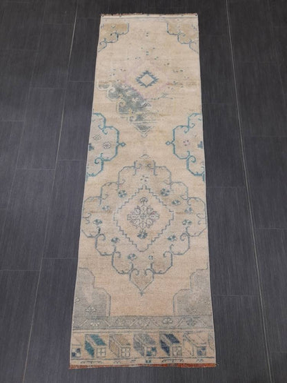 Short Oriental Runner 2 x 6.4 Runner Hand Made TURKISH Runner Vintage Runner Muted Vintage Persian Muted Runner Rug Wool ON Wool Foundation