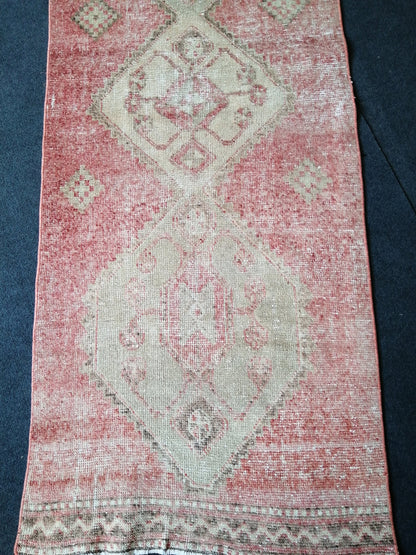 2.7 x 11 Runner Rug Oushak Runner Rug, Turkish Runner Rug, Vintage Runner Rug, Hallway Runner Rug, Blush Runner Rug Wool RUNNER RUG