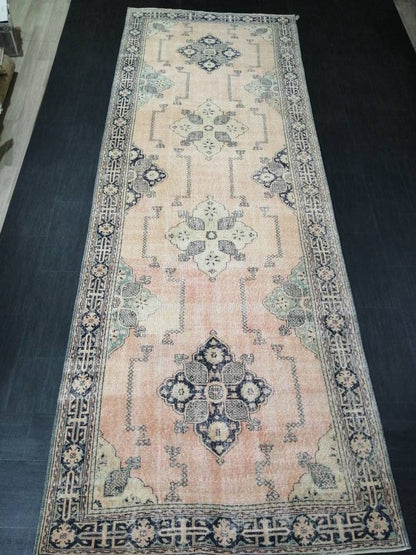 4.7 x 13 Oriental Runner Navy Oushak Runner Rug Turkish Runner Rug Vintage Runner Rug Hallway Runner Rug Kitchen Runner Rug Wool Runner