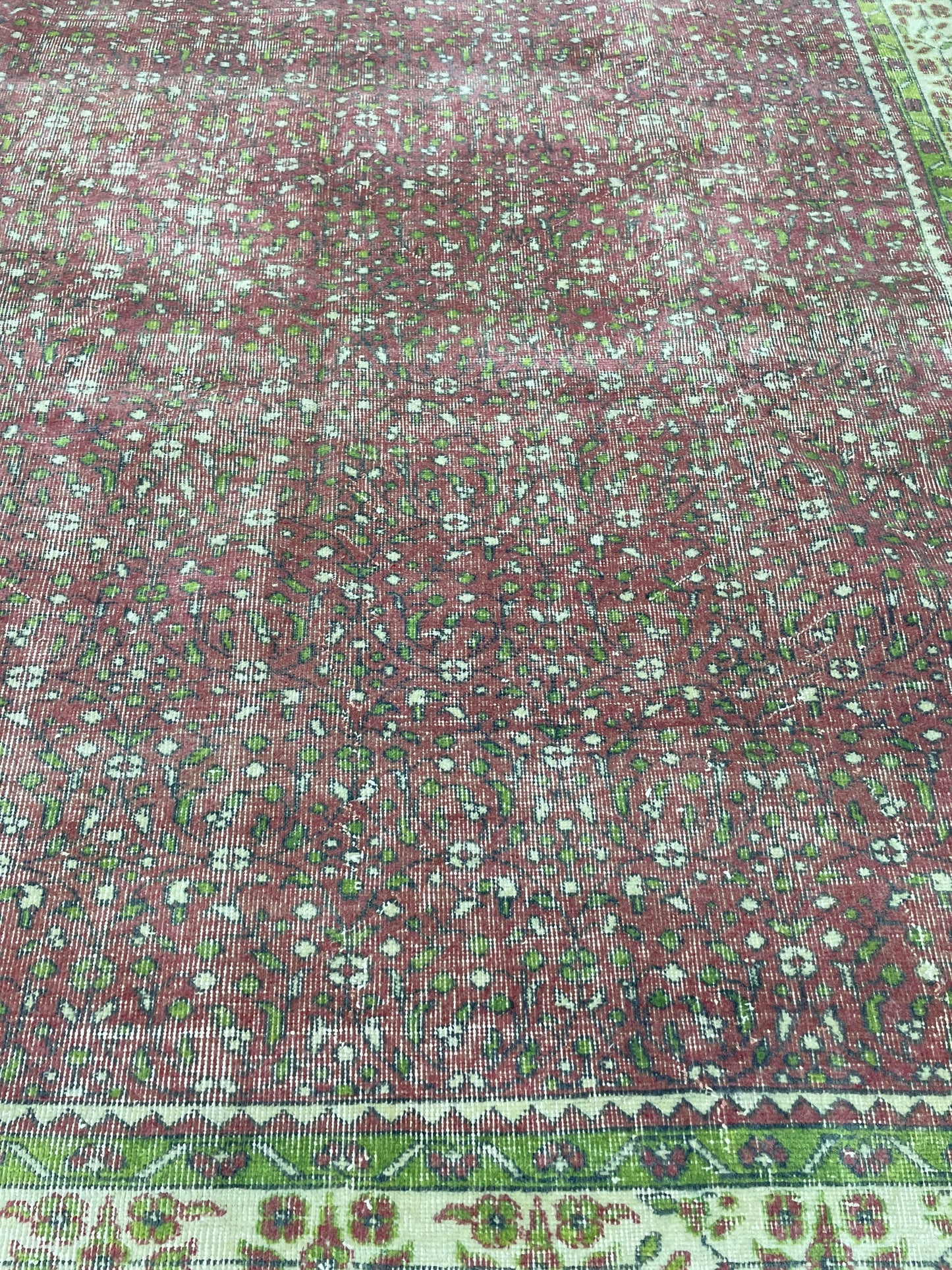 Floral Vintage OUSHAK RUG Antique TURKISH Rug Vintage Distressed Oriental Rug 6.7 x 10.3 Wool  Rug Hand Made Vintage Rug 7x10 Turkish Rug