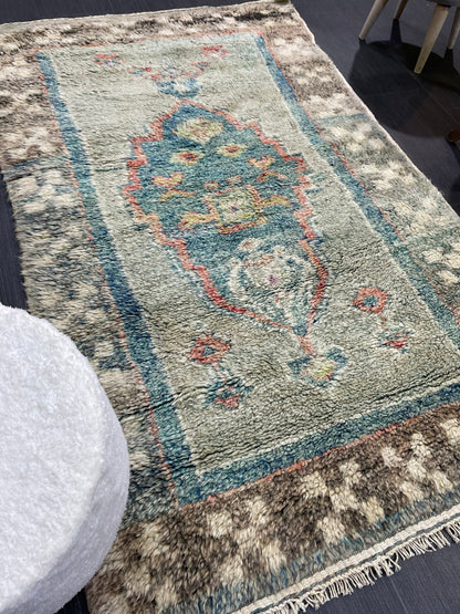 Antique Rug, Vintage Shaggy 3.7 x 5.9 Rug, High Wool Pile Rug,Plush Rug,Handmade Rug,Hand Knotted Rug,One Of A Kind Rug, Nomad Rug, Rear Rug