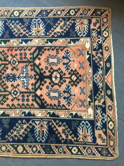 4.2x6.4 feet turkish muted color kitchen floor rug, handmade oushak bedroom area rug, living room floor wide rug, blue bohem rug, bath rugs