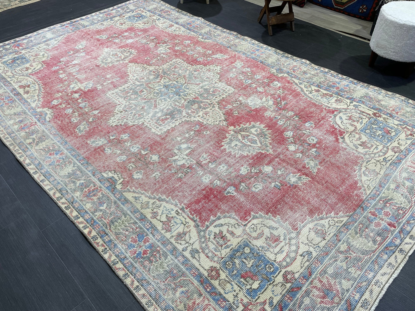 Persian RUG, Oushak 5.10 x 9.6 Rug, Vintage Rug, Vintage Persian Wool Rug, Handmade Rug, Vintage Turkish Rug Oriental Rug