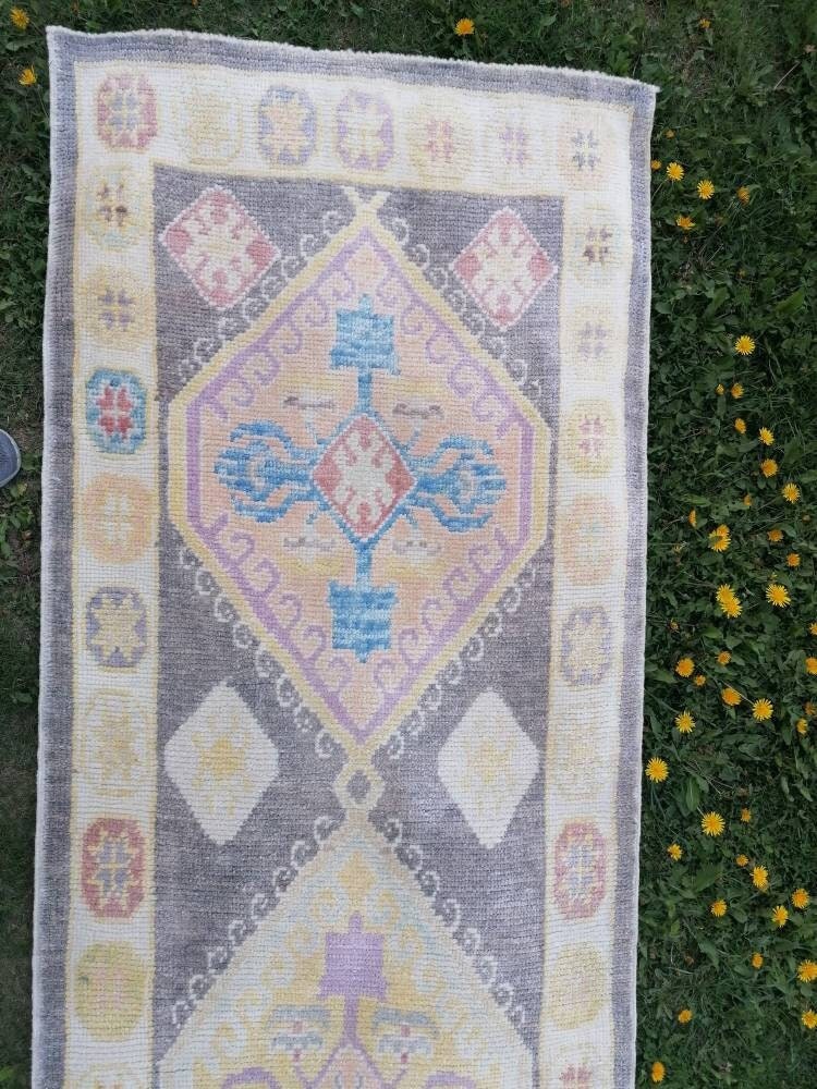 Oushak wool runner 3x13 turkish  oushak new production handmade rug, hallway runner rug