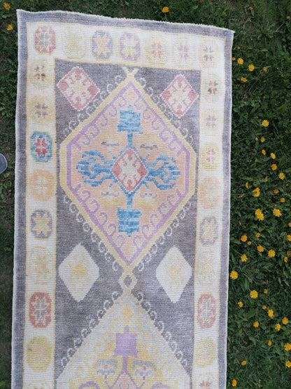 Oushak wool runner 3x13 turkish  oushak new production handmade rug, hallway runner rug