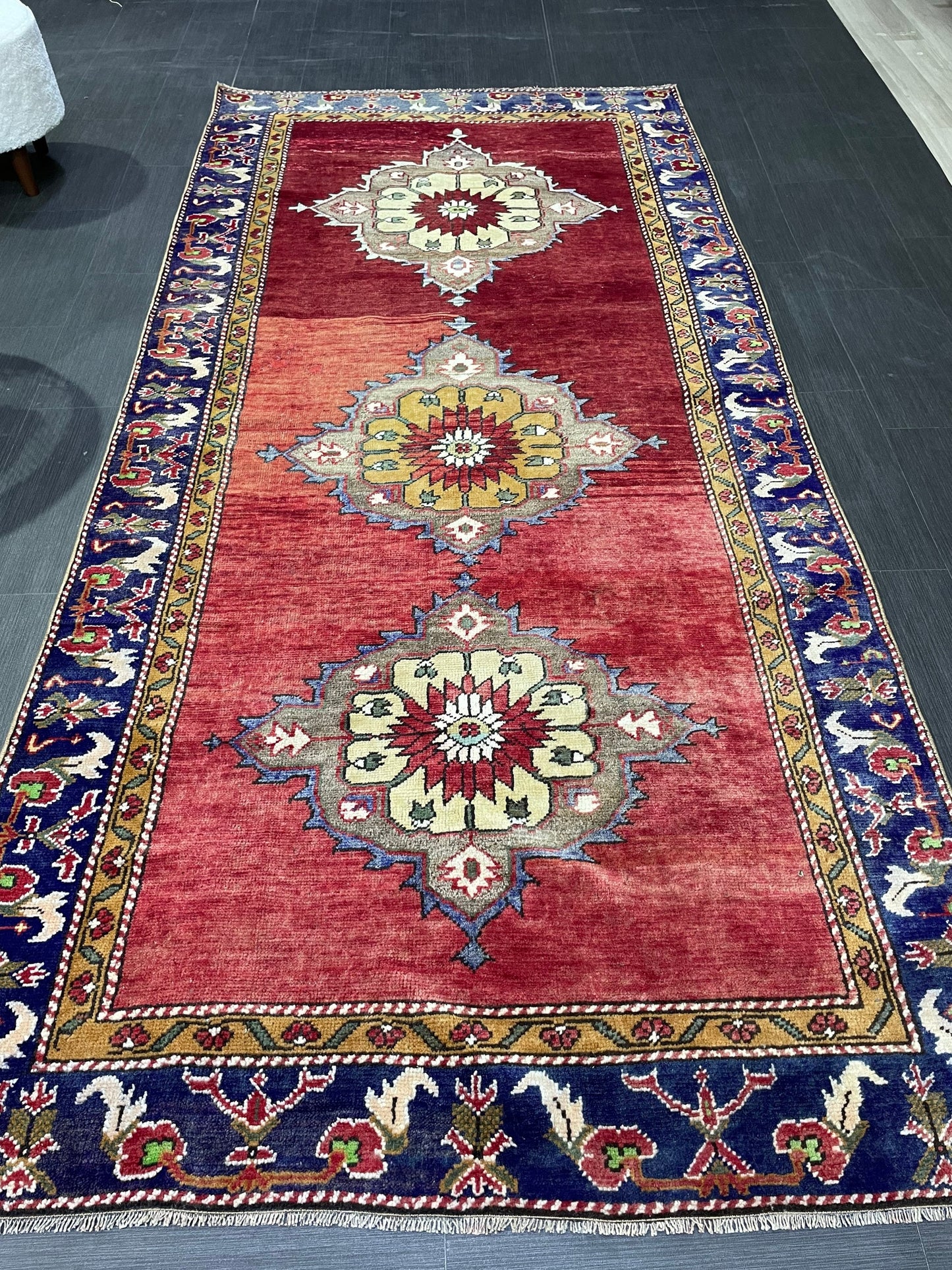 Wool Rug, TURKISH Handmade 4.5 x 9.6 Rug, Vintage Turkish Rugs, Anatolian Oushak Rug, Turkish Oushak Rug, Vintage Oushak Rug, Hand Knotted