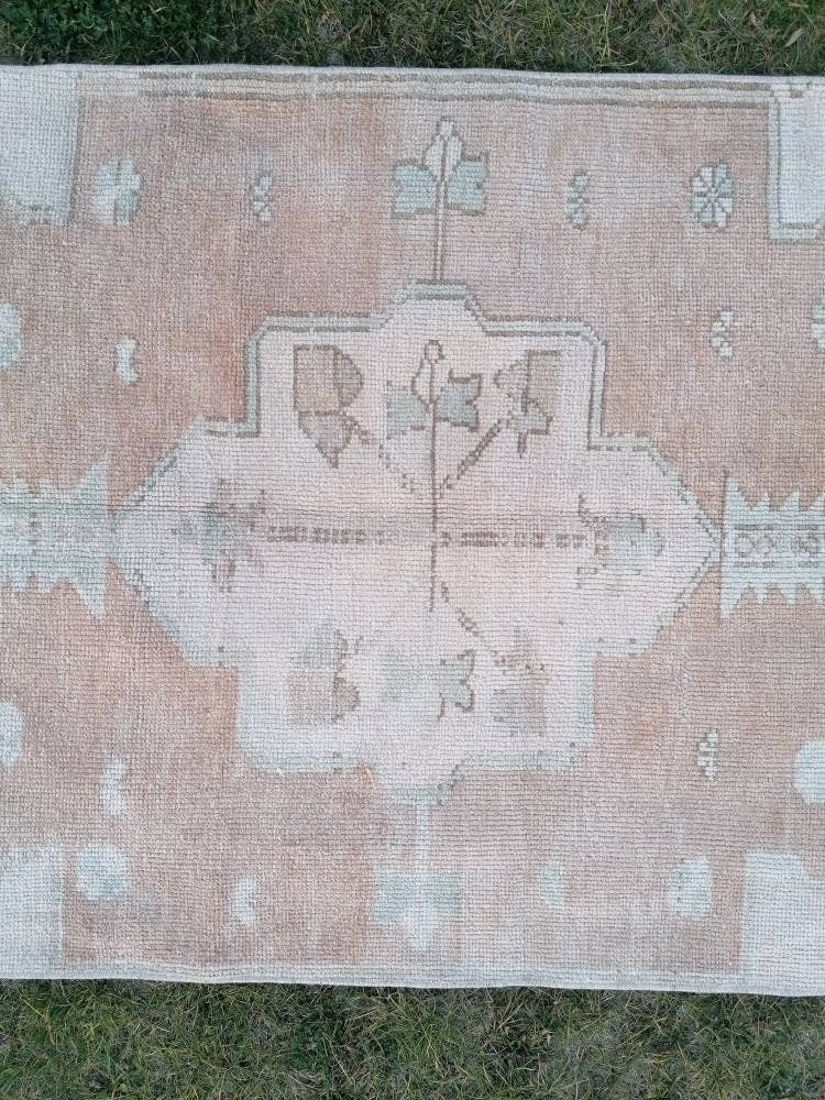 2'10x9'7 muted vintage runner, oushak runner rug, hallway runner, kitchen vintage anatolian rug