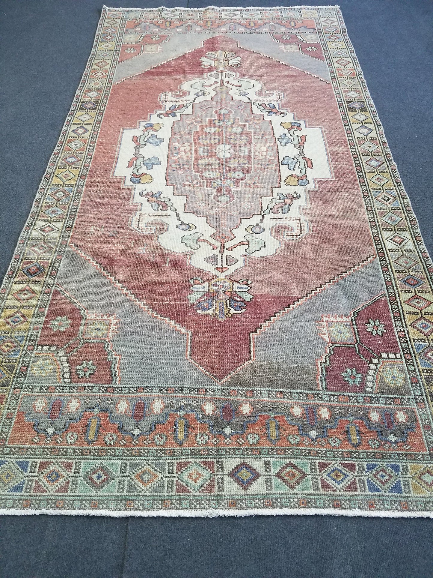 4.5 x 8.6 Turkish oushak rug, vintage rug, wool kitchen rug, Hand Knotted rug,
