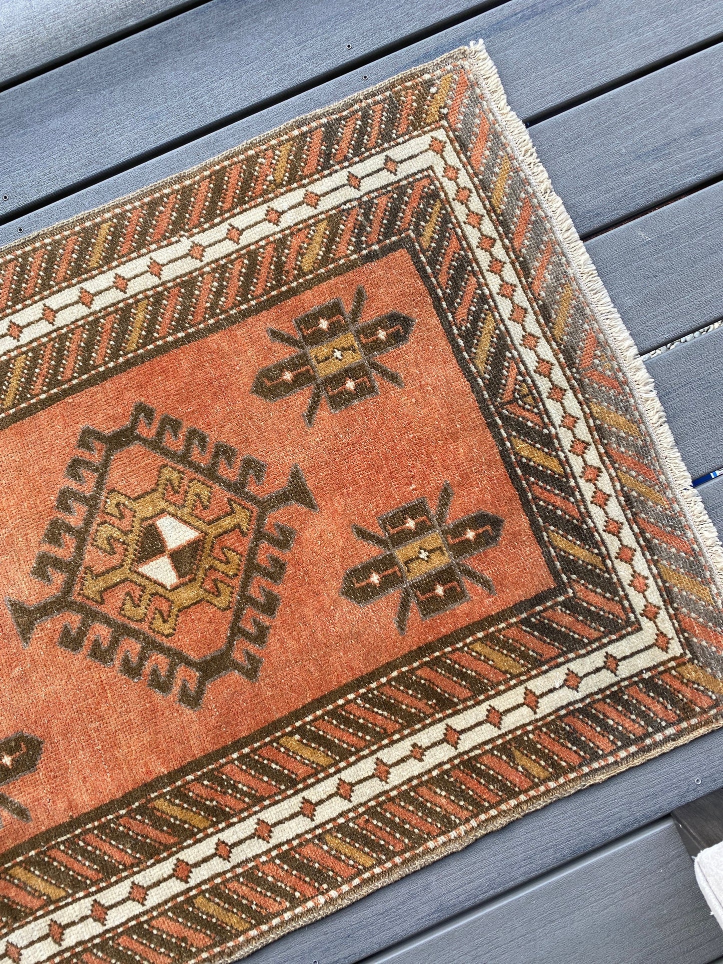2.5x5 feet turkish small runner, vintage small rug, vintage oushak runner, kitchen hand made mini runner, wool living room bohemian runner