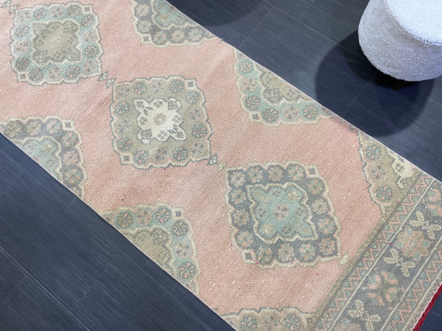 Muted Oushak Runner Rug, Turkish Runner 2.9 x 11.5 Rug Vintage Runner Rug Hallway Runner Rug Kitchen Runner Rug Wool Runner Handmade Runner