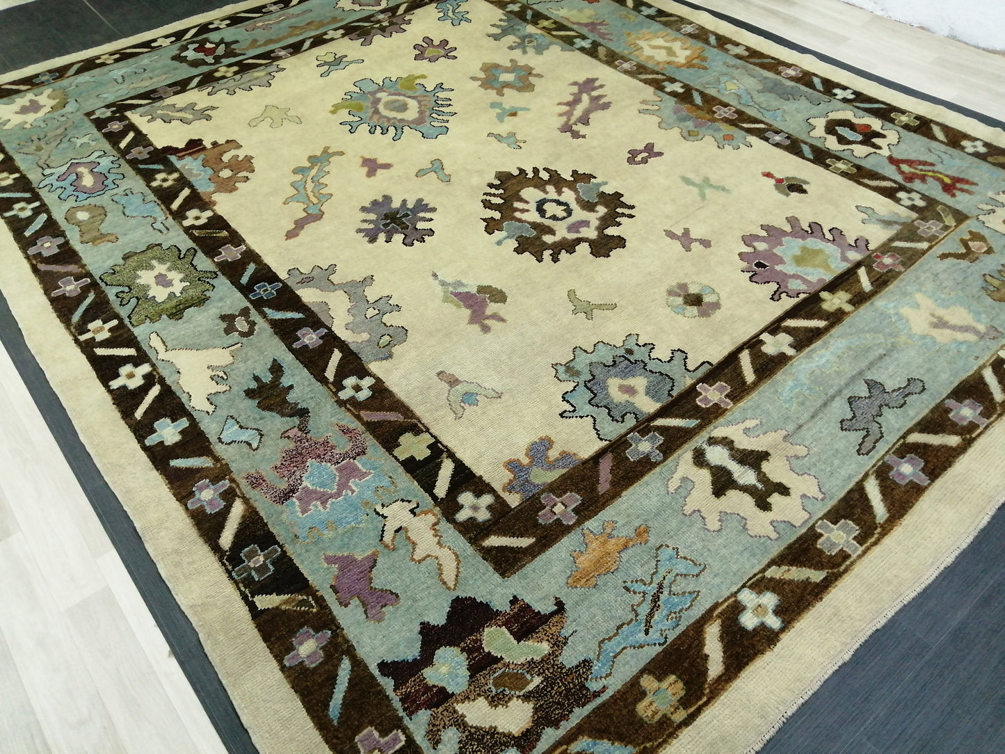 11.8 x 9.5 Large OUSHAK RUG, Wool TURKISH Oushak Rug, Vintage Oushak  Rug, Rug, Wool Oushak Rug Hand Made Rugs, Made In Turkey 9x12