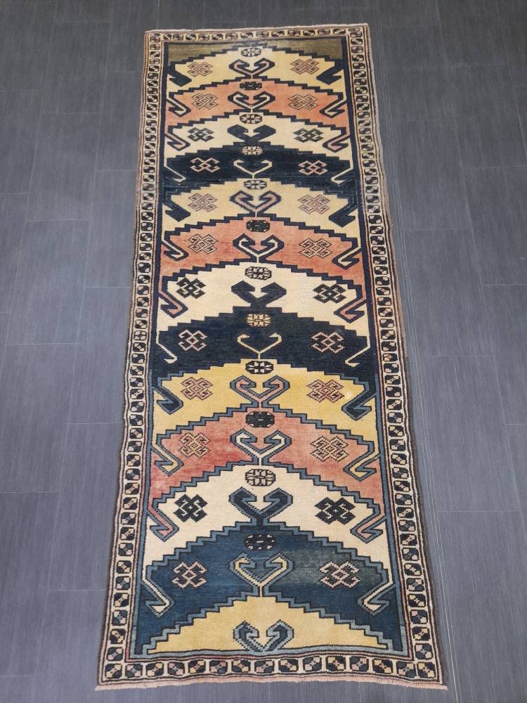 Vintage Runner RUG Navy Blue TURKISH 3x8 Rug Vintage Oushak Runner Rug Vintage Oriental Runner Rug Vintage Persian Hand Made Runner Rugs