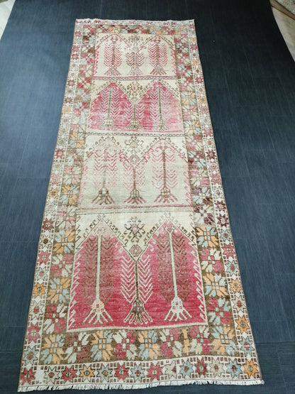 Oushak Runner Rug 4x11 Distressed Turkish Runner Rug Vintage Runner Rug Hallway Runner Rug Kitchen Runner Rug Wool Runner Rug Nomad Rug