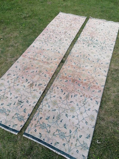 Wool oushak runner, turkish handmade runner, vintage runner rug 2'4x9'5 hallway runner rug kitchen runner