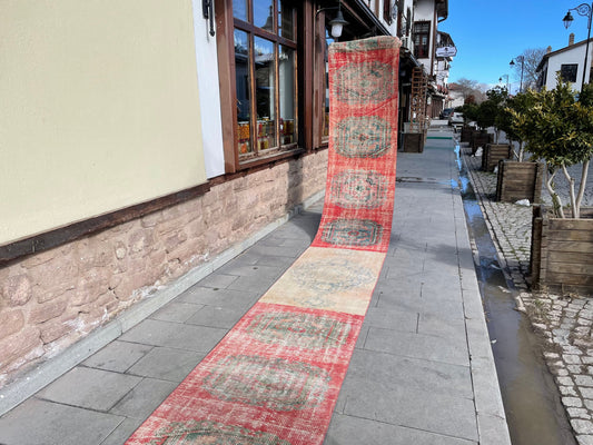 Staircase Runner Rug 2.6 x 22 ft Extra Long TURKISH Runner Rug Vintage Runner Rug Distressed Runner Rug Patchwork Runner Hand Knotted Runner