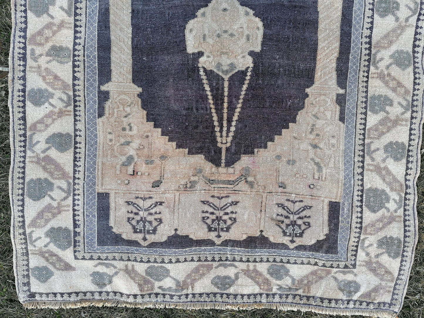 Turkish rug, vintage rug,hand made wool rug 4x5'5 oushak vintage rug, kitchen rug bohemian rug