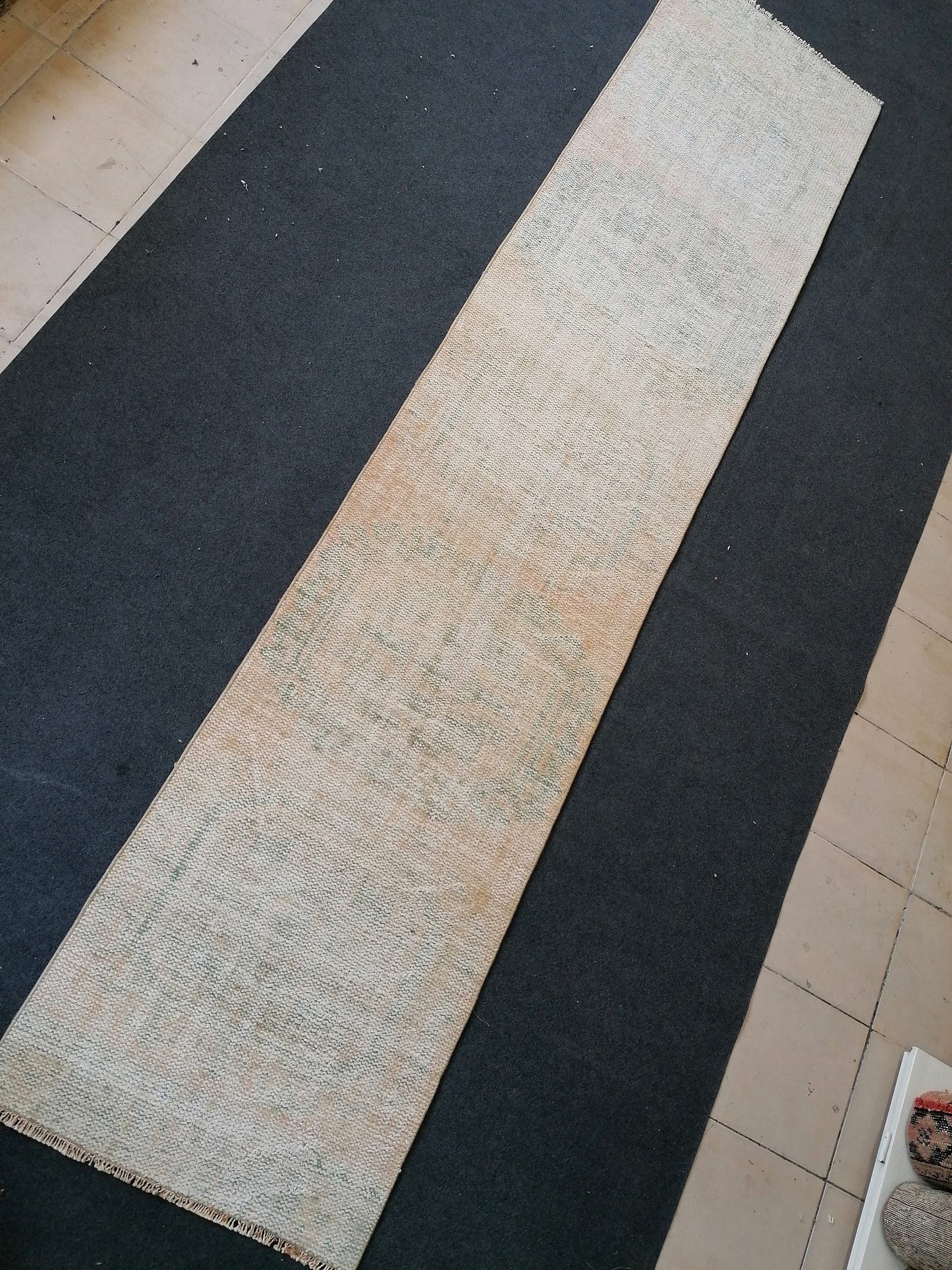 11x2'5  distressed runner rug turkish runner rug muted vintage runner rug faded hallway runner rug kitchen runner rug wool runner rug