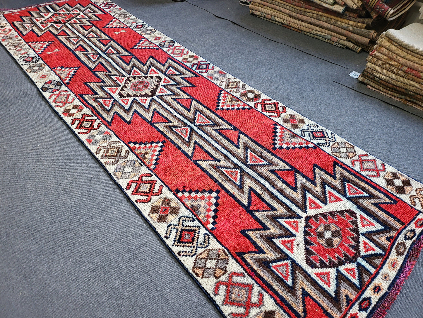 Oushak Runner Rug Turkish 3.2 x 11 Runner Rug Vintage Runner Rug Hallway Runner Rug Kitchen Runner, HANDMADE Runner Rug Wool Anatolian Rug