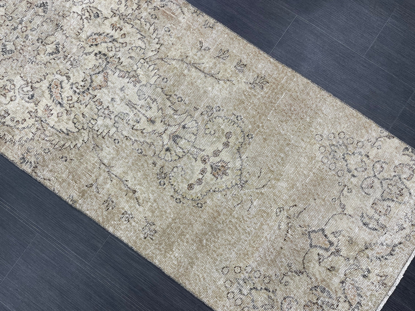 Oushak Runner Rug 2.7 x 10.2 Muted Turkish Runner Rug Vintage Neutral Runner Rug Hallway Natural Runner Rug Kitchen Runner Rug Wool Runner