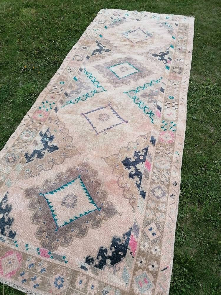 5x13 vintage runner rug, unique hand made wool runner rug, kitchen runner rug, hallway runner rug
