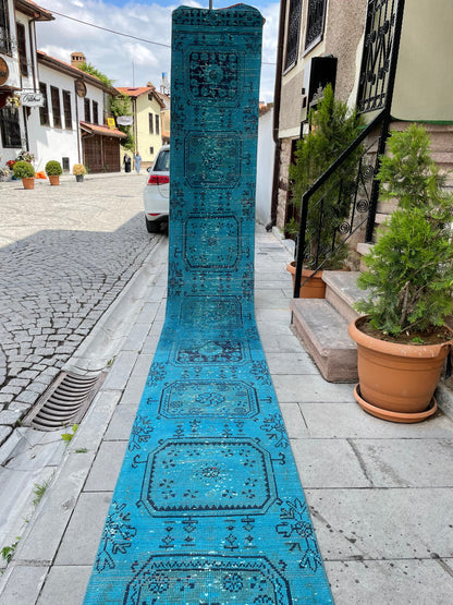 Extra Long Runner Rug Overdyed TURKISH 2 x 19.4 Runner Vintage Runner Rug Vintage XL Oriental Runner Rug Staircase Runner rug