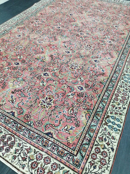 Floral OUSHAK RUG 10.2 x 6.2  TURKISH Rug Oriental Vintage Wool Rug Hand Made Rugs Vintage Turkish Rug