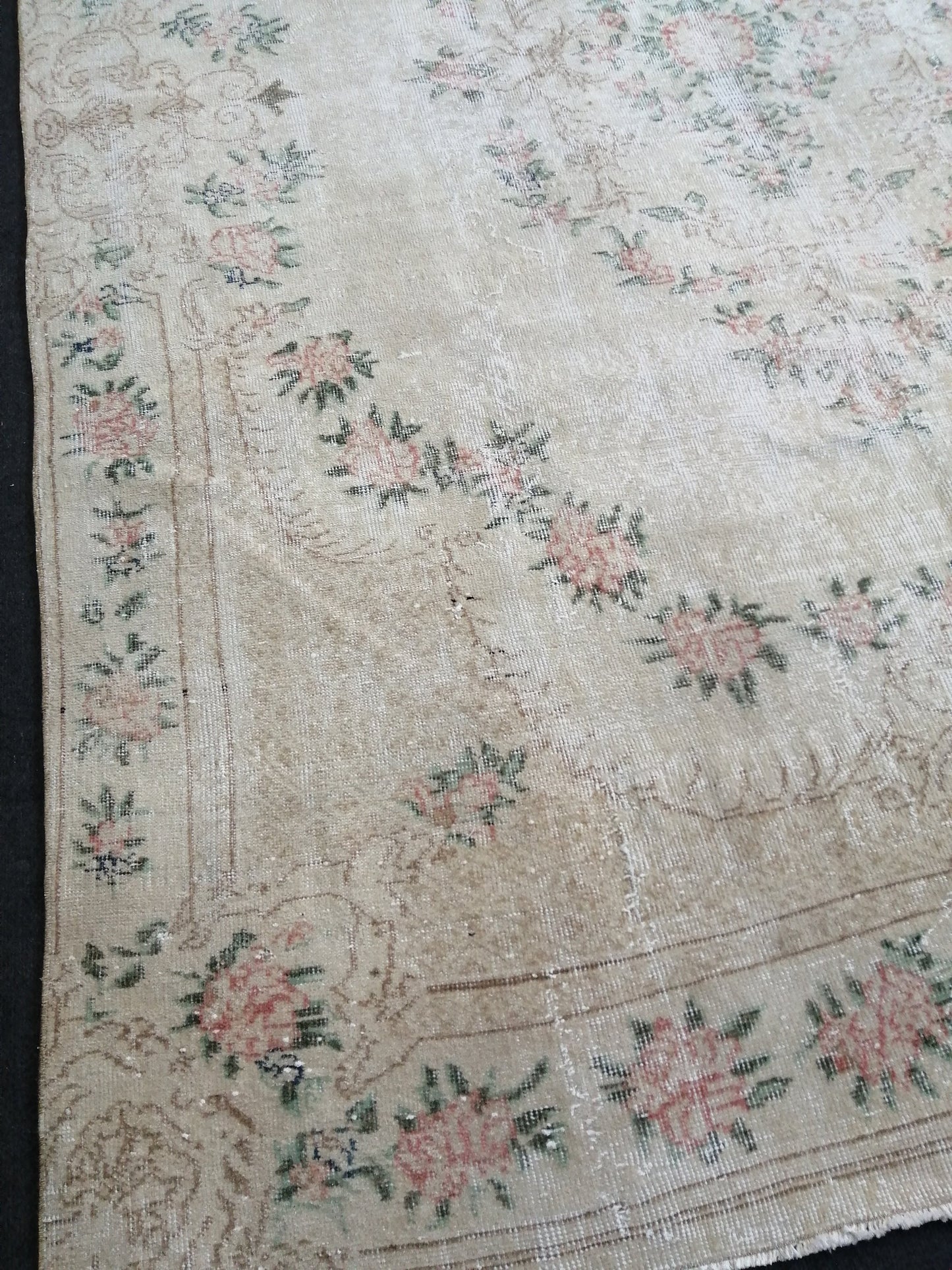 7x10 OUSHAK RUG TURKISH Muted Rug Vintage Distressed Oriental Rug Vintage Persian Rug Wool Floral Rug Hand Made Rug Vintage Turkish Rug