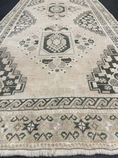 Muted Handmade Rug TURKISH Vintage 4.2 x 11 Rug Vintage Oriental Rug Vintage Rug Wool Hand Knotted 4x11 Rug OUSHAK Rugs Vintage Turkish Rug